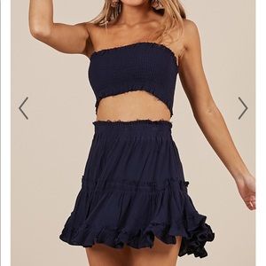 Showpo Outside The Line Two Piece Set in Navy